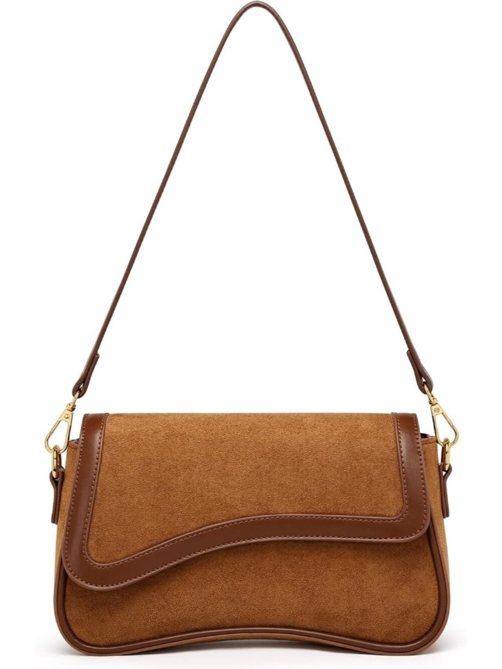 〽️Women's Brown Suede Leather Hobo Trendy Cute Mini Clutch Purses Shoulder Bag